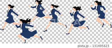 1位でゴールテープを切った女性のイラスト	 131495823