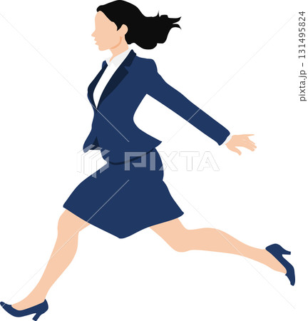 1位でゴールテープを切った女性のイラスト	 131495824