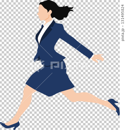 1位でゴールテープを切った女性のイラスト	 131495824