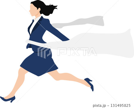 1位でゴールテープを切った女性のイラスト 1位でゴールテープを切った女性のイラスト 131495825
