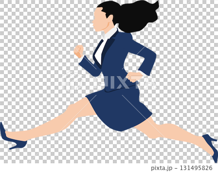 1位でゴールテープを切った女性のイラスト	 131495826