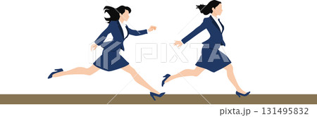 1位でゴールテープを切った女性のイラスト 1位でゴールテープを切った女性のイラスト 131495832