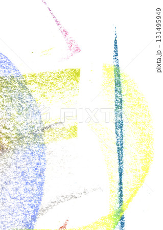 Abstract Swirls and lines made with soft pastel crayon on white background rainbow colour creative brush stroke 131495949