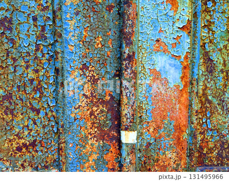 Heavy Metal Rust Texture in Blues and Orange Peeling Patana 131495966