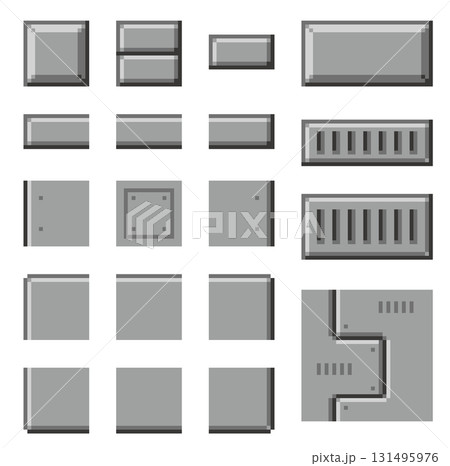 ゲーム風ドット絵　メタル背景パーツセット 131495976