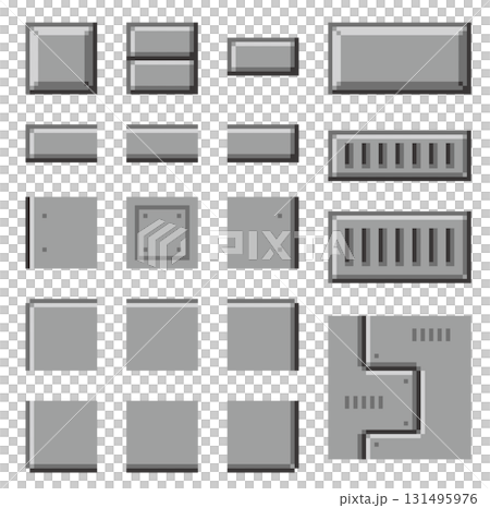 遊戲風格像素藝術金屬背景零件套裝 131495976