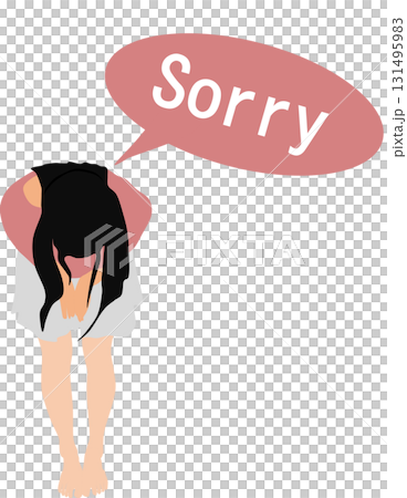 Illustration of a woman who apologizes 131495983