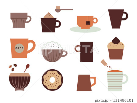 かわいいカフェのイラストセット かわいいカフェのイラストセット 131496101