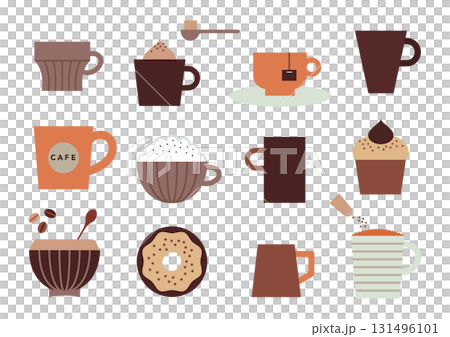 かわいいカフェのイラストセット かわいいカフェのイラストセット 131496101