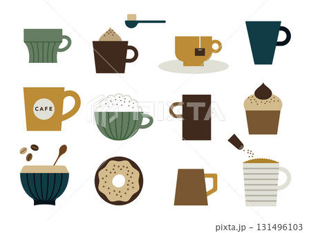 かわいいカフェのアイコンセット 131496103