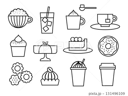 カフェアイコンセット（線画） 131496109