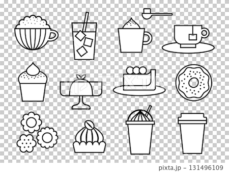 カフェアイコンセット（線画） 131496109