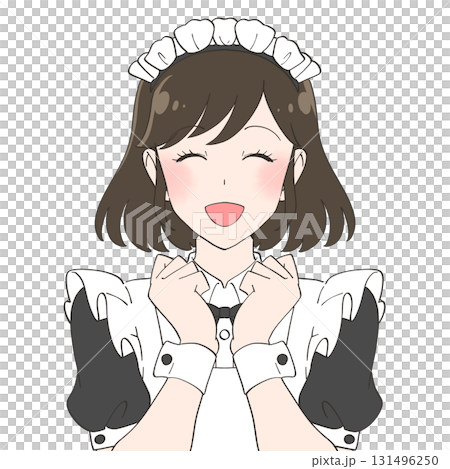 微笑的女僕咖啡館女孩的插圖 微笑的女僕咖啡館女孩的插圖 131496250