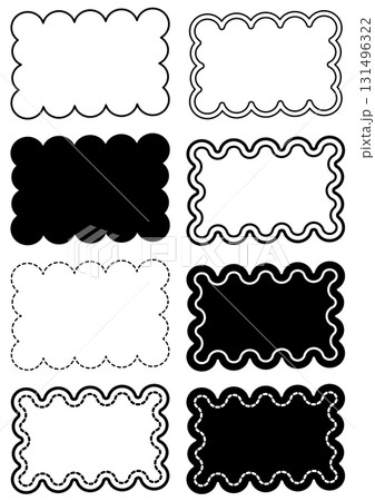 スカラップ・雲形フレームのモノクロセット スカラップ・雲形フレームのモノクロセット 131496322