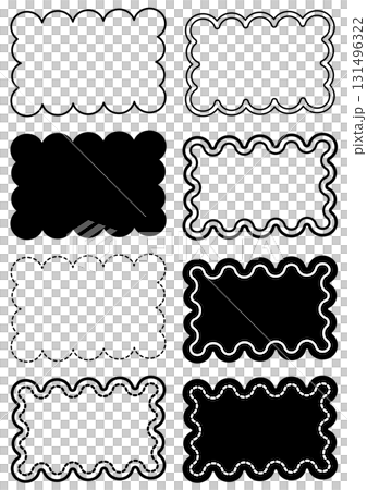 スカラップ・雲形フレームのモノクロセット スカラップ・雲形フレームのモノクロセット 131496322