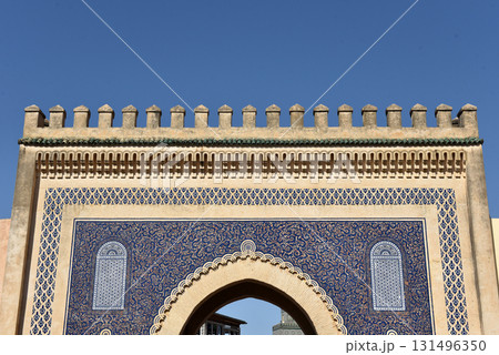 Entrance in old medina, Blue gate, Fez, Morocco 131496350