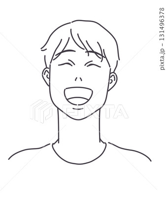 笑う男性　線のみ 131496378