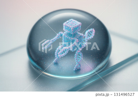 DNA Nanorobot Encased in Crystal Dome on Laboratory Slide DNA Nanorobot Encased in Crystal Dome on Laboratory Slide 131496527