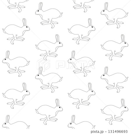 Vector seamless pattern of running hare 131496693