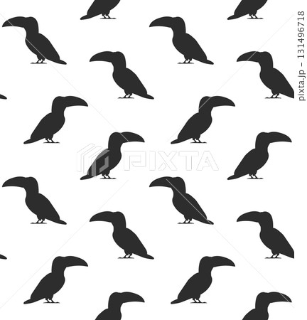 Vector seamless pattern of flat toucan silhouette 131496718
