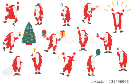 色々なポーズのサンタクロースのイラストセット 131496968
