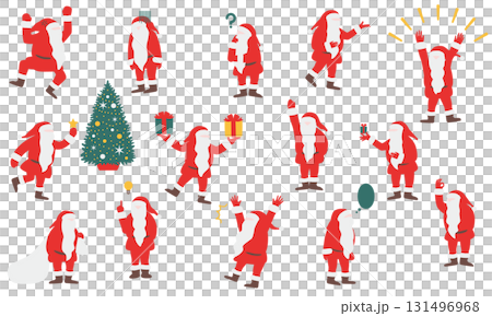 色々なポーズのサンタクロースのイラストセット 131496968