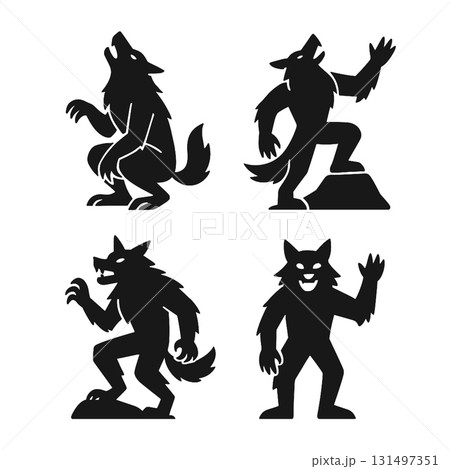 Coloring book coloring page featuring werewolf silhouettes for fun coloring book coloring page Coloring book coloring page featuring werewolf silhouettes for fun coloring book coloring page 131497351