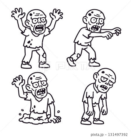 Coloring book page with zombie character for coloring book coloring page fun activity 131497392