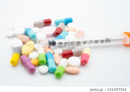 DRUG, medicine antibiotic pills, tablets and capsules. 131497591
