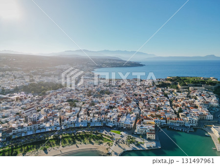 Rethymno, the most charming and beautiful town on Crete island with panoramic view of the sea. 131497961