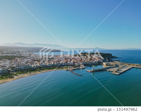 Rethymno, the most charming and beautiful town on Crete island with panoramic view of the sea. Rethymno, the most charming and beautiful town on Crete island with panoramic view of the sea. 131497962