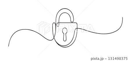 Vintage Padlock Continuous One Line Drawing Vector. A minimalist security and secret vector symbol. 131498375