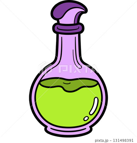 Bottle with Poison Halloween Icon. Potion Sign Bottle with Poison Halloween Icon. Potion Sign 131498391