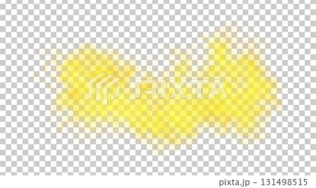 Bright yellow smoke cloud with fiery texture isolated on transparent background resembling wave shape for abstract effect 131498515