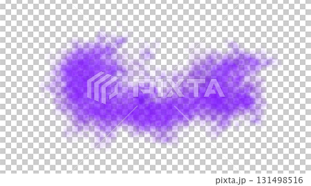 Bright violet smoke cloud with airy texture isolated on transparent background resembling wave shape for abstract dreamy effect 131498516
