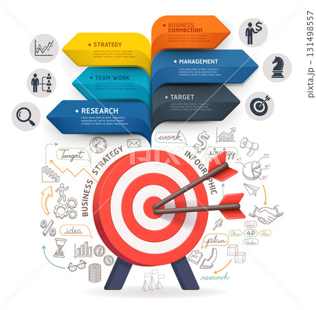 Business Strategy Target Infographic with Arrows 131498557