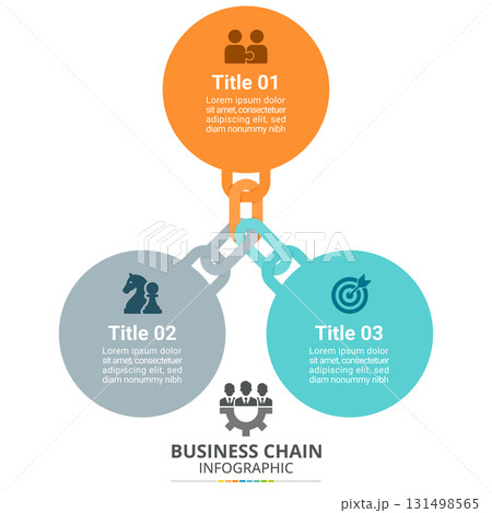 Business Chain Infographic 3 Steps Circle Connection Diagram 131498565