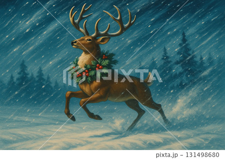 Enchanted Reindeer in a Snowy Forest 131498680