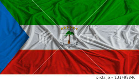 Equatoguinean flag with fabric texture background. National flag of Equatorial Guinea Equatoguinean flag with fabric texture background. National flag of Equatorial Guinea 131498840