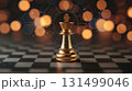 chess or chess piece concept. Chess Winner concept. Triumphant Golden Chess Victory A Shimmering Masterpiece on the Board 131499046