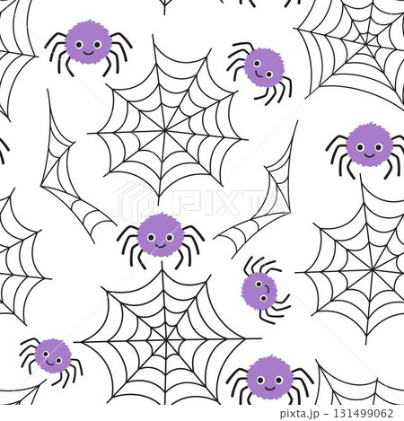 halloween seamless pattern with cute spider 131499062