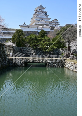 大天守と喜斎門跡近辺の水堀（姫路城） 131499078