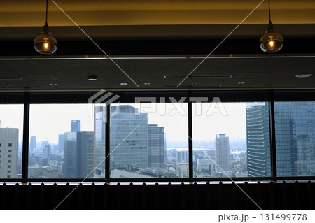 高層ビルから望む都市のパノラマ風景（ペンダントライト） 131499778