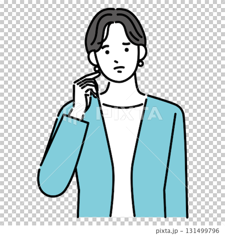 一位女商人滿臉憂慮地思考 一位女商人滿臉憂慮地思考 131499796