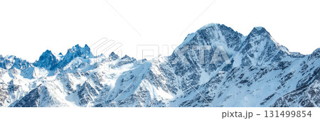 Mountains range with peaks in snow 131499854