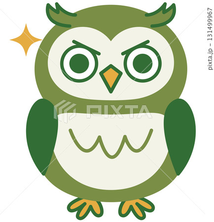 ミミズクのいろんな表情(グリーン)_キリッ01 ミミズクのいろんな表情(グリーン)_キリッ01 131499967