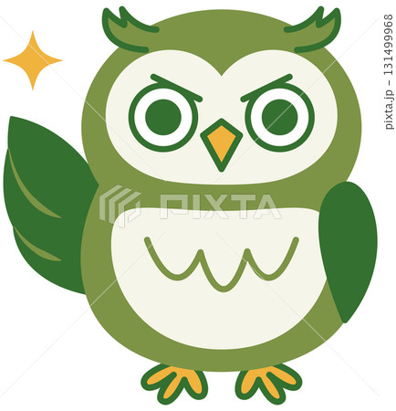 ミミズクのいろんな表情（グリーン）_キリッ02 131499968