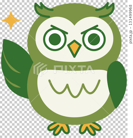 ミミズクのいろんな表情（グリーン）_キリッ02 131499968