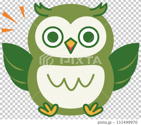 Various expressions of owl (green)_Flapping wings 01 Various expressions of owl (green)_Flapping wings 01 131499970
