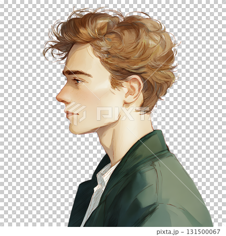 年輕男子的側面插畫｜休閒清爽的男性角色 131500067